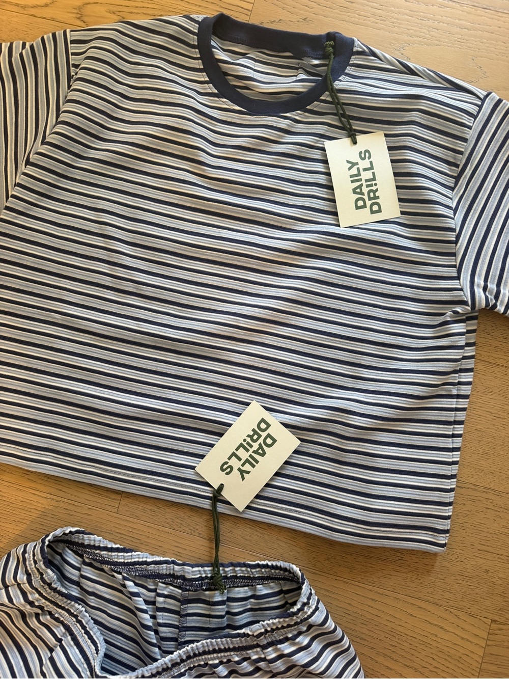 Daily Drills Striped Short Sleeve Pajama Set - Blue & White - Picture 5 of 6